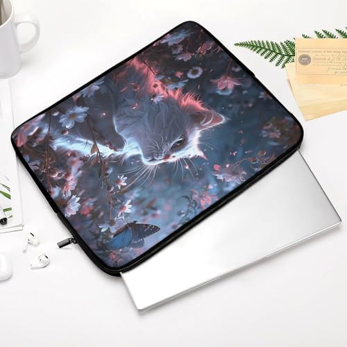 Funda para portátil de 17 pulgadas con diseño de gato blanco impermeable 4
