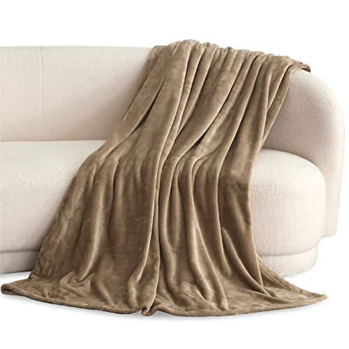 image for Bedsure GentleSoft Fleece Blankets Queen Size Camel - Bed Blanket Soft