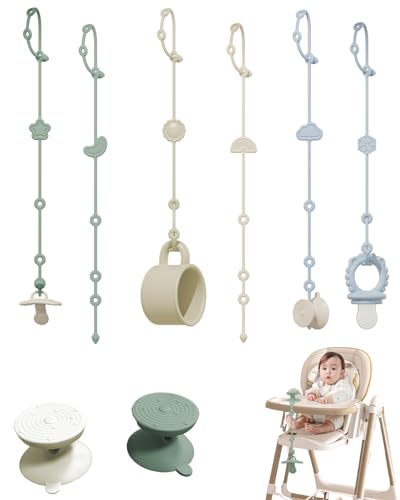 6 Pack Silicone Toy Straps with Suction Cups