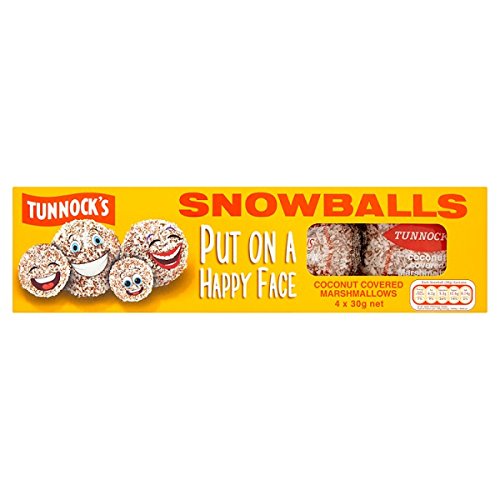Tunnock des Schneeball- Coconut Covered Marshmallows 4 x 30g (120g) (Packung mit 12 x 4s) Cover