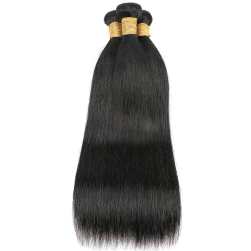 Autto Hair Unprocessed Peruvian Virgin Hair Straight Hair One Bundle 20Inch Virgin Human Hair Weave Extension Weft Natural Black Color (100+/-5G)/Bundle Can Be Dyed And Bleached thumb #1