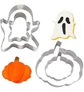 Halloween Cookie Cutters Set,4 Pcs Pumpkin and Ghost Shape Cookie Cutters,Halloween Biscuit Cutte...