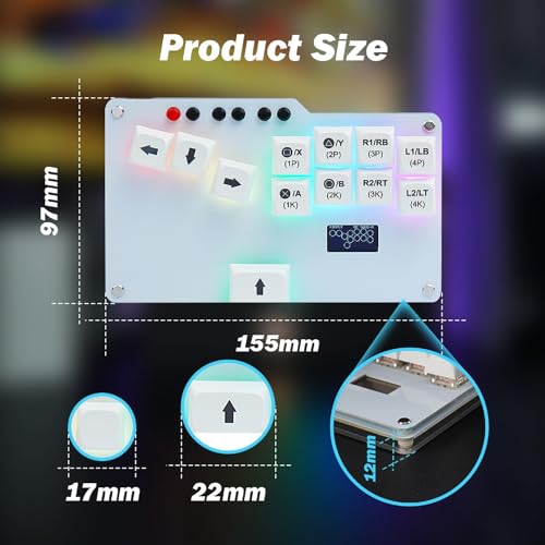 Image of BITFUNX Flatbox Gaming Keypad, Arcade Stick All-Button Leverless Controller - Supports SOCD & Hot Swap, Arcade Controller Street Fight for PC /PS3 /PS4 /Switch /Steam with Custom RGB & TURBO (MINI-001)