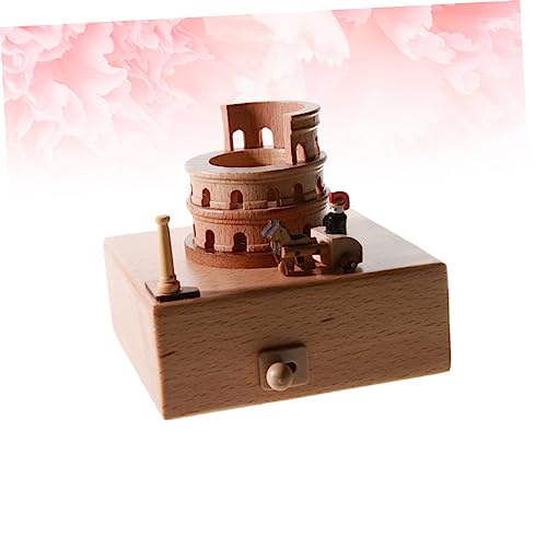 Caja de música de madera hecha a mano con diseño de Coliseo Romano 7