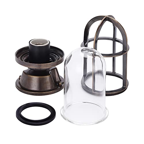 Image of Sunluck Ceiling Light,Post Light,Pure Brass Cage Lampshade,Industrial Porch Light,Waterproof IP65,Rust Resistant,for Corridor,Aisle,Balcony,Bsement,Courtyard Old