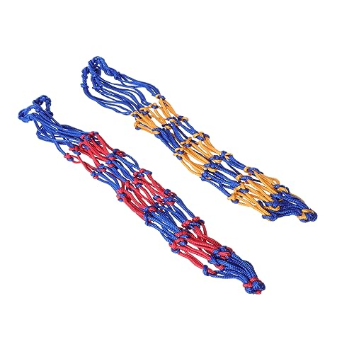 BESPORTBLE 2Pcs Thickened Mesh Ball Storage Bags for Basketball Football Volleyball Sports Net Holders for School Gym Training Convenient Organizer in Blue Red