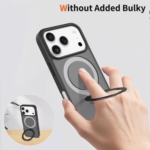 Image of Magnetic for iPhone 17 Pro Case, 6.3 inch, Compatible with MagSafe, Rugged Kickstand, Not-Yellowing Military-Grade Protection, Matte Black
