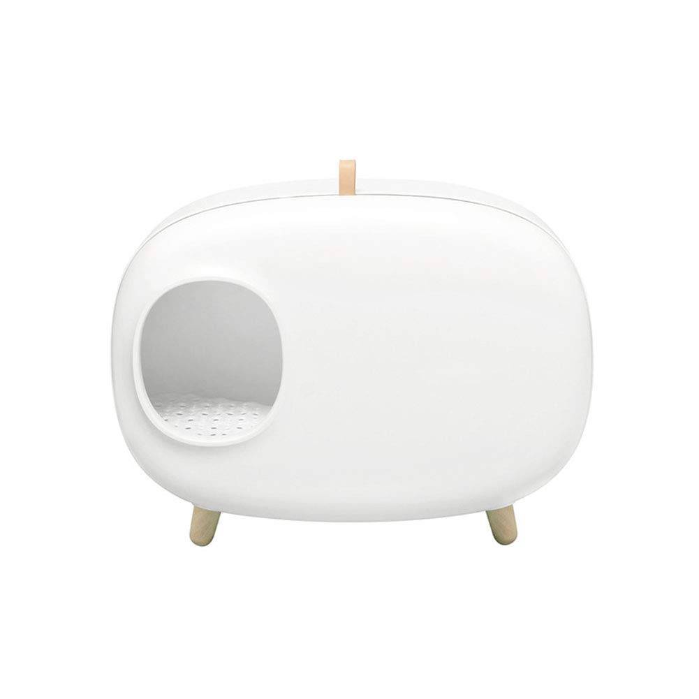 ZLSD Caja De Arena para Gatos Automática Autolimpiante, Inodoro Súper Grande Semicerrado, A Prueba De Salpicaduras De Desodorante, Blanco