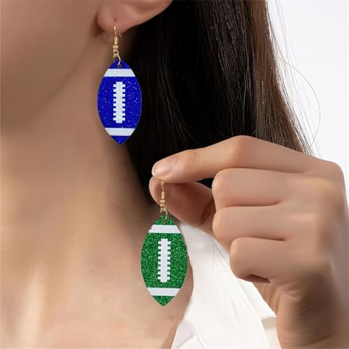 Colorful Layered Football Leather Soccer Pendant Earrings Sparkly Teardrop Earrings for Sports Lover for Women's Jewelry3