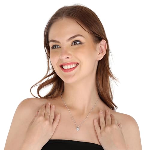 Image of SILVERTOWN 925 Silver Celestial Grace Heart Pendant Necklace | Hallmarked | White Rhodium Plated | Gift For Women and Girls