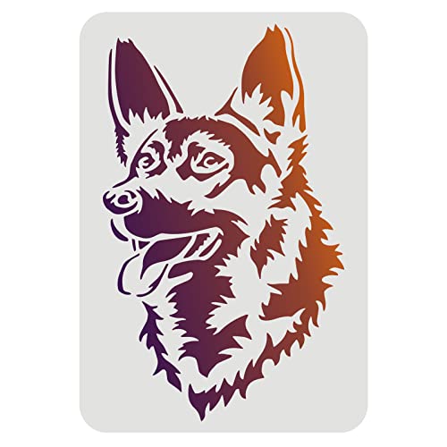 FINGERINSPIRE Dog Stencil 29.7x21cm Plastic Shepherd Dog Painting Stencil Dog Head Pattern Stencils Reusable Pet Friend Stencils for Painting on Wood Floor