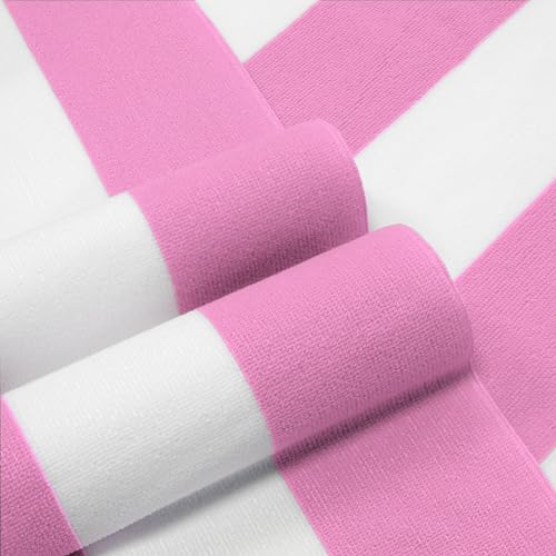 HENBAY Large Oversized Beach Towel - 35 x 70 Inch Microfiber Pool Towel, Pink Striped Quick Dry Cabana Swim Towel