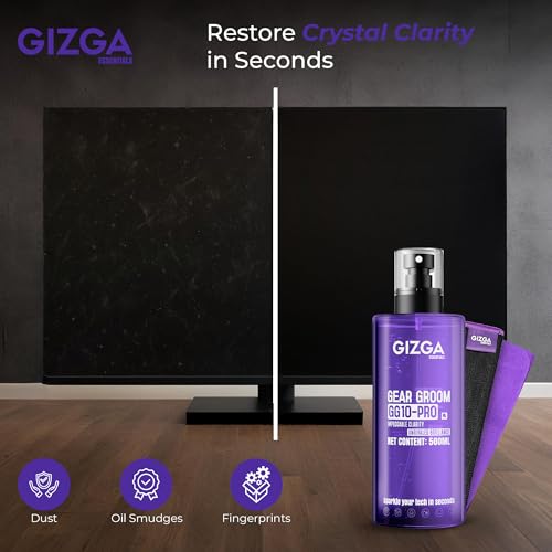 Image of Gizga Pro Series 6-in-1 Cleaning KIT - 500ml Cleaning Spray, 50-Lens Tissues, Soft Brush, 10 Wet Wipes, Microfiber Cloths | for Screen Laptop PC Binocular TV Camera Lens Smartphone Tablet Keyboard
