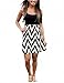 OURS Women's Multi Stripe Chevron Print Tank Casual Summer Dress (XL, Black)