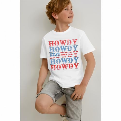 KEKEMI Boys Girls 4th of July Howdy Tee Shirt Independence Day USA Patriotic Tops American Western Style Short Sleeve T-Shirt2