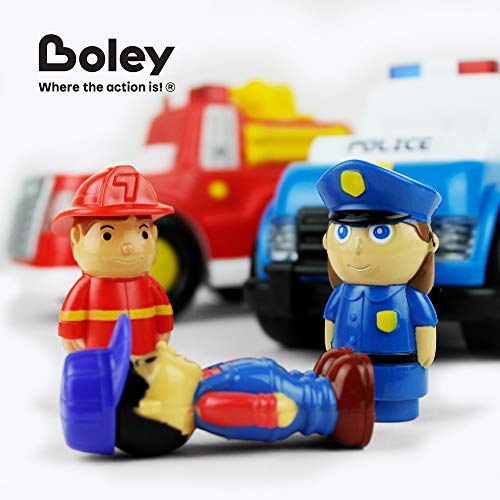 Boley 3 Pack Emergency City Cars And Train Set - Educational Lights And Sounds Toy Vehicle Playset For Boys And Girls - Includes Fire Truck, Train, And Police Interceptor - Perfect For Kids, Children, #TOP5