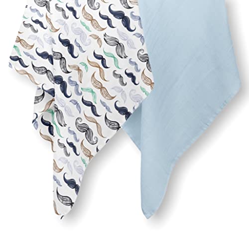 30%off-2 Pack Little Man Mustache Swaddle Blankets