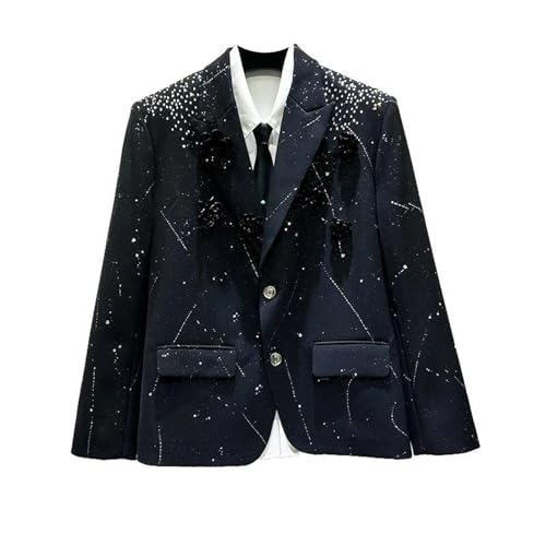 Blazer strass homme veste de costume décontractée à fleurs 3D