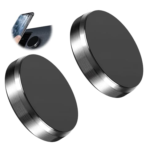 2 Piezas Soporte Móvil Coche Iman Iman Coche Móvil con Láminas Metálicas Soporte Magnético Móvil Compatible con iPhone 16/15/14/13/12 Pro Max, Galaxy S24 Huawei, GPS, para Tablero y Superficies Lisas