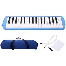 32 Key Air Piano 32 Key Blowpipe Mouth Organ Piece Melodica Instrument with Mouthpiece Air Piano Keyboard Equipped with 2 Soft Long Tubes 2 Short Mouths and a Handbag Blue