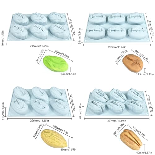 Molde de silicona para postres con forma de nuez realista miniatura 6