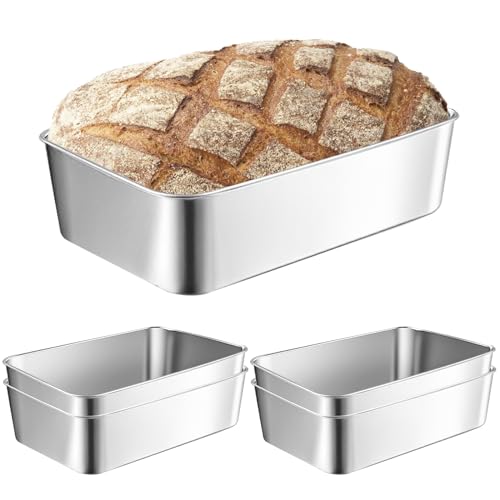 SUNOYA 5 Piezas Molde de Pan, Moldes para Pan, Molde Rectangular, Caja de Tostadas de Acero ai Carbono, Molde pan de Molde Antiadherente, Apto para Hacer pan, Tostadas y Pasteles
