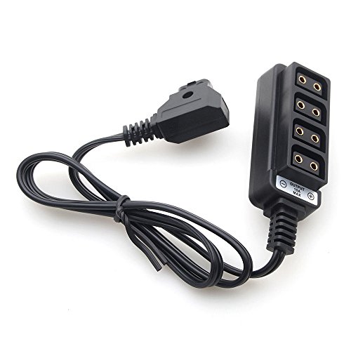 Fotga D-Tap P-Tap B Type Male to 4-Port Female Power Cable Splitter Adapter Cable Hub,Compatible with Anton Bauer Battery with D-tap Output
