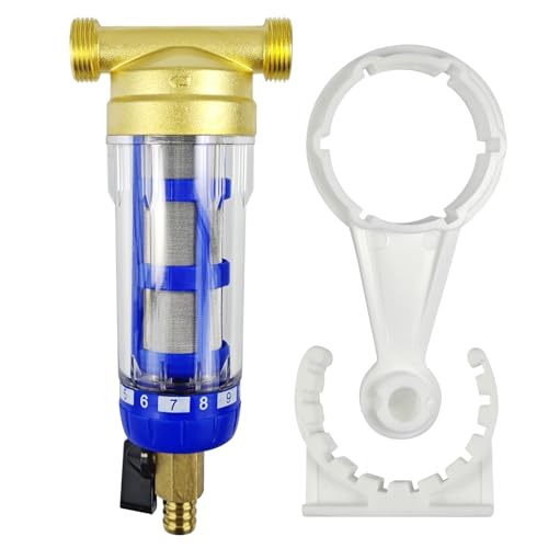 Filtro de Agua Retrolavado, Filtro Agua Reutilizable, Water Filter de Sedimentos Giratorio, Filtros de Agua del Grifo para Filtro de Sedimentos de Manguera de Agua de Pozo (Rosca Macho de 3/4