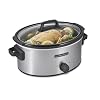 Hamilton Beach 6 Quart Slow Cooker with 3 Cooking Settings Dishwasher Safe Stoneware Crock Glass Lid Silver 33665G