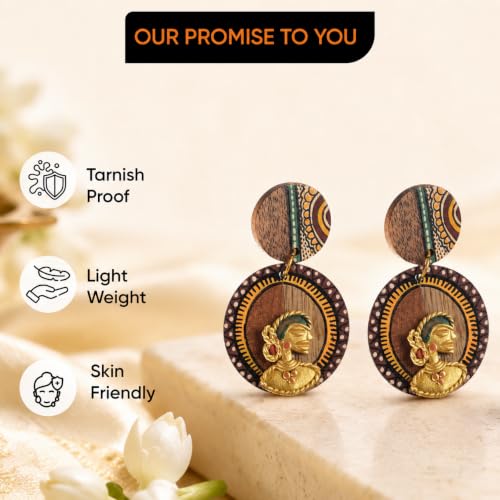 Image of Handcrafted Tribal Wooden Earrings Collection for Women - Butterfly, Princess & Modern Geometric Statement Designs