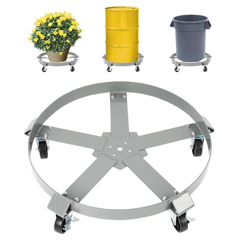 Heavy Duty Drum Dolly with 5 Wheels and 2 Brakes, 300kg Load Capacity for Warehouse Drum Handling