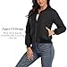 andy & natalie Women's Bomber Jacket Long Sleeve Zip up Raglan Bomber Jacket with Pockets Black-1 X-Large