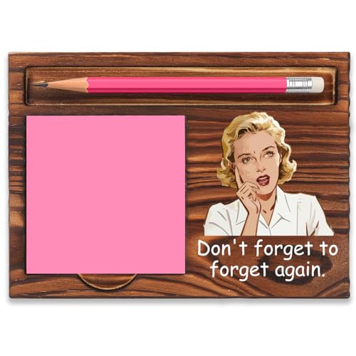 Funny Office Gift for Coworker, Sticky Note Holder Desk Organizer, Don't Forget to Forget Again Humor Desk Decor Appreciation Present YCB175