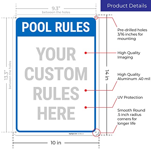 Cartel para Piscina Decorativo Azul 10x14 Pulgadas miniatura 3