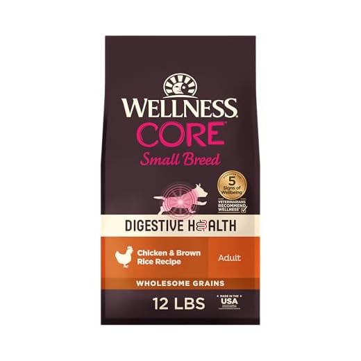 Wellness CORE Digestive Health Dry Dog Food, Small Breed, Wholesome Grains, Natural, Recipe for Dogs with Sensitive Stomachs, Chicken, (12-Pound Bag)