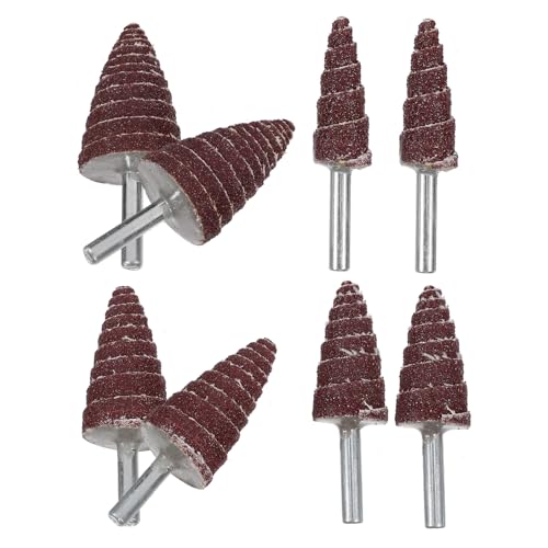 BESTYASH Set 8 Pezzi Ruote Abrasive Lamellari Coniche 6mm, Mole Abrasive Di Ricambio Per Utensili Rotanti, Teste Piccole Per Levigatura e Lucidatura Professionale, Officina e Fai-da-te