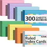HEYPLACE 300Count Colored Index Cards 3x5, Ruled & Blank Flash Cards 8 Color Portable Note Taking, School Supplies for Students, Teachers, College, Study Organizing Notes