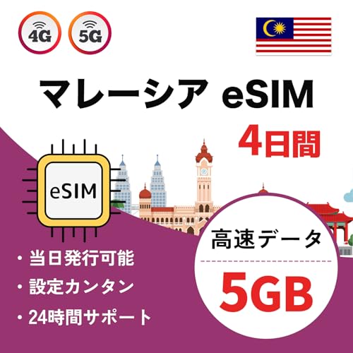 �}���[�V�A eSIM 4���� 5GB �����f�[�^�ʐM 5G/4G-LTE sim�t���[�[���̂ݑΉ� Prepaid eSIM �������s�\ �ݒ�K�C�h�t�� MEWMEW�z�[�� (4���� 5GB)