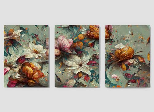 Image of SCPmarts Modern Art Floral Painting For Living Room Bedroom Office Wall Decoration Wood Premium Paintings With Frame For Home Decoration (Pattern 1, 12 Inch x 16 Inch)