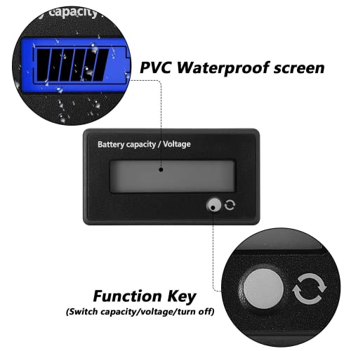 Weewooday 2 Pieces Golf Cart Battery Meter Battery Indicator Voltage Meter Direct Current 12V 24V 36V 48V 72V With Alarm #TOP2