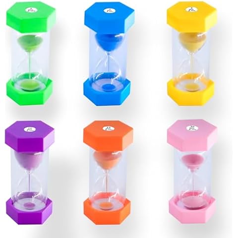 KBG Hourglass Sand Timer for Kids, 1/3/5/10/15/30 Minutes Acrylic Hourglass Sand Clock, Colorful Plastic Sand Watch Hour Glass Sandglass for Brushing Children's Teeth Cooking Game School Office Cover