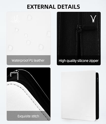 Image of Premium 20 Pocket Card Binder, Holds 1280 Cards for MTG TCG Sports Game Cards(White,20 Pocket)