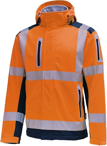 Vizwell Warnschutz Softshelljacke leuchtorange-marine mit Kapuze Gr.2XL vw177t