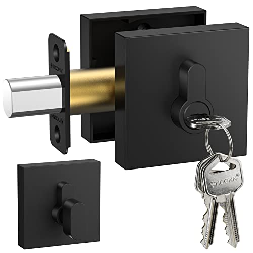 Ticonn Door Handle Heavy Duty, Reversible Square Door Lever For Bedroom, Bathroom And Rooms (Deadbolt Only, 1 Pack, Black) #TOP17