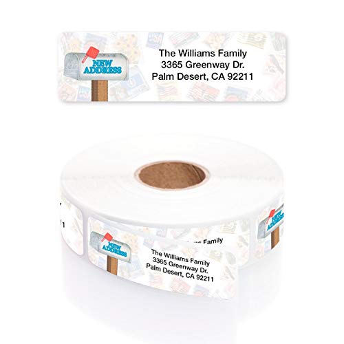 Just Moved Designer Rolled Address Labels with Elegant Plastic Dispenser