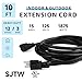 EP 10 Ft Outdoor Extension Cord - 12/3 SJTW Heavy Duty Black Extension Cable with 3 Prong Grounded Plug - Power Cord for Lawn, Garden, Appliances