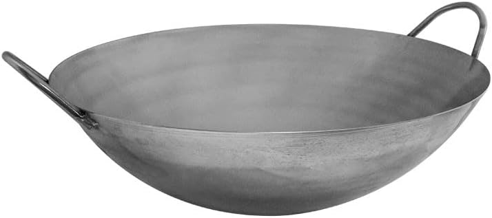 20" Carbon Steel Cantonese Style Wok Pan Gourmet Chef Frying Pan, Double Handle