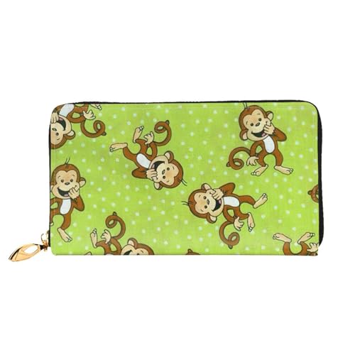 Portefeuille de voyage femme cuir imprimé singe long