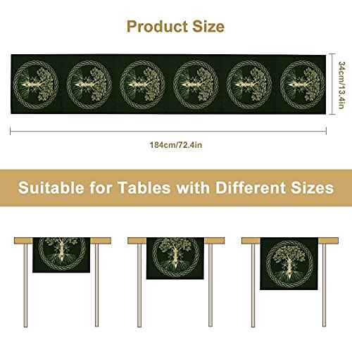 Y3-Silly Norse Viking Nordics Wiccan Wicca Pattern Table Runner Dresser Scarves Placemat Rectangle Linen Burlap Fabric For Kitchen Dining Coffee Or Home Wedding Parties Table Decor, White, 184X34Cm #TOP1