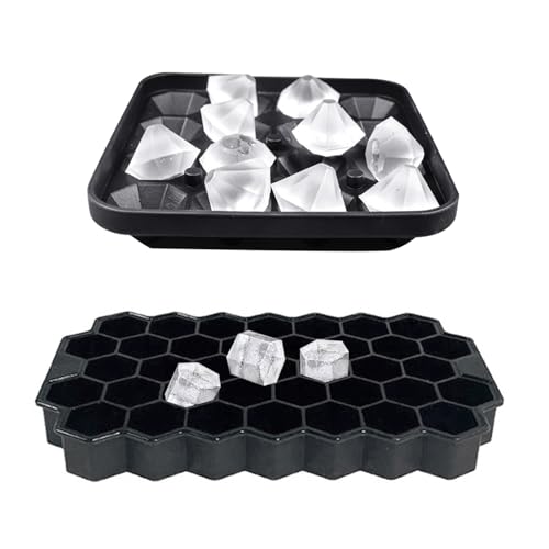 JDNFKG 2 Pezzi di Forma di Diamante, Forma del Gelato al Silicone, Demolizione della Luce, Strumenti di Produzione del Cubo di Ghiaccio, Accessori per Bevande Fredde.